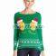Women Green Sweater Christmas Stock Pattern Christmas Jumper Sweater