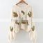 EY0894S New Design Ladies O-Neck Loose Pineapple Embroidery Knit Pullover Sweater