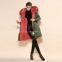 New style nice wholesale cotton shell watermelon faux fox lining korean style women military long coat