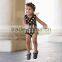 Black and Gold polka Dots Pom Pom Romper Jumpsuit baby girl clothes outfit with bow headband