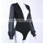 B33788A Autumn fashion deep V lace sleeve Cheap sexy bodysuit