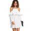Casual Dresses For Woman Summer Ladies Plain White Ruffle Trim Cold Shoulder A Line Short Dress