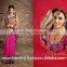 Indian Beige, Pink color Chiffon Fabric Saree 2016