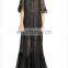 nice design women black short sleeve chiffon evening gown