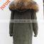 Corduroy Wool Women'S Winter Parka Fur Lined Hooded Jackets