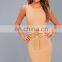 2017 sexy lace up bodycon midi dress for women