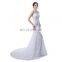 White Exquisite Long Gown Sleeveless Sweetheart Beading Sweep Train Zipper Lace Hollow Women Prom Dress