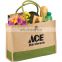 reusable printed natural custom logo jute shopping bag wholesale burlap jute tote bag