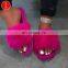 Hot selling custom RST women flat sandals pink fashion fur slides womens fur sandals