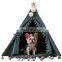 Pet Teepee House Indian Tents Wood Canvas Teepee Fold Away Pet Tent Furniture Cat Bed