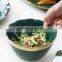 Green gold plated tableware ceramic plate steak plate set