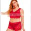 Oversized floral lace scallop embellished underwear set bra and panties Plus Size Women's Sleepwear