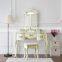 White French style 3 mirrors wooden dressing table 5 drawers