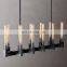 Luxury Cannele Linear Brass Industrial Glass Pendant Light for Home Hotel Ceiling Suspension Lighting