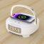 Quick Charge 15W Desktop speaker 3 In 1 Charger Digital Alarm Clock Wireless Charger With LED Light