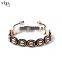 Rose Gold Plating Satinless Steel Beads Bracelet Colorful Chinese Knot Bangle Mens Bracelet