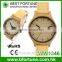 3 hands leather strap WW1346 japan quartz wooden wrist watch