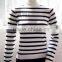 Casual fresh knitting wear lady simple stripe little high neck sweater pullover