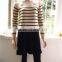 Autumn stripe long knitted dress joint bowknot casual knitted sweater dress