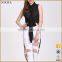 Stylish Women Sleeveless Black Printed Leopard Split Long Shirt Blouse