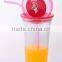 cute water bottle with straw and cartoons