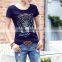 Manufacturer Stylish Woman Custom Printed Design Your Own T Shirt Fabric Price