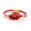 2015 Creative Flower Knot Design Genuine Snakeskin Stitched Leather Women Red Bracelets With Gold Clasp and Beads