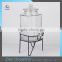 Hot Sale 5.8L Storage Glass Jars Square Glass Decanter Metal Stand Glass Juice Dispenser With Tap