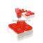 Frozen Sauce Storage Plastic Containers in Holder, Set of 4, White/ Red