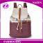 PU leather trimmings college school cannular barrel-shaped backpack canvas