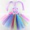 Fashion peacock girls tulle tutu dress - baby girls tulle chiffon flower with crochet bands sets -girls puffy tutu dress