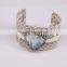 Natural Shell Amazon Agate Bangle Pave Crystal Genuine Leather 40mm Big Bangle Cuff Multi Color Snakeskin Fashion Jewelry