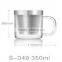 Promotion gifts! Heat-resistant borosilicate glass tea cup with stainless steel filter and lid.in stock.