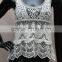Wholesale sleeveless round collar ladies cropped lace top