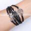 Lovely friendship bangle , leather handmade infinity charm bangle customized