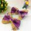 Simple customized handmade beige burlap bow with lace