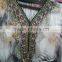 DIGITAL print crepe silk embellished kaftan CAFTAN tunic poncho blouse top