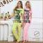 2015 wholesale custom s/s cotton cat printed design long pants fancy lady pyjamas