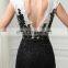 Latest Design party dress Customized Black and white applique deap V Cocktail Dresses
