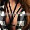 Womens Black Elastic Body Harness Bandage Bra Top Cross Crop Straps Lingerie