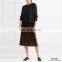 Ladies Black Tie-back ribbed cashmere blend sweater