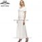 2016 BAIYIMO Women Latest Hot Wholesale Crossover Short Sleeve Wrap Chest Tunic Long Maxi Dress