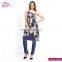 Sleeveless Flower Print Ladies Modern New Pleated Dress