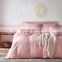 Luxury Pink Double Twin 100% Microfiber King Pompom Washed Duvet Cover Bedding Set With Zipper