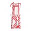 TWOTWINSTYLE Elegant Striped Asymmetrical Dress Strapless Off Shoulder Backless Bow Zipper Korean