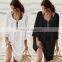 Summer Large Size V-neck Lace Shirt Loose Bikini Swimsuit Outer Cover Beach Sunscreen Cover For Women Holiday Wear Perfect Gift