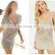 Women Bikini Cover Up Cotton Manual Crochet Knit Hollow-Out V Neck Beachwear Sunscreen Dress Swimsuit Beach cover up shirt