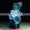Bear 3d optical illusion acrylic night light with energy-saving