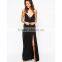 Sexy plunging neckline maxi sleepwear for mature women