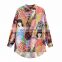 Clothing wholesale custom fashion trend women's casual loose color oil painting beauty printing long-sleeved shirt